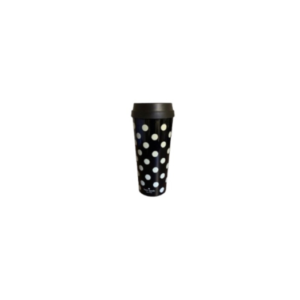 Kate Spade Black & Cream Polka Dot Plastic To-Go Cup